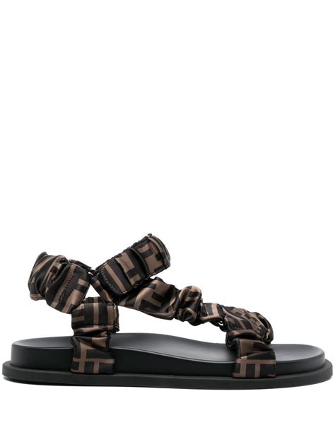 FENDI FF Print Flat Sandals 